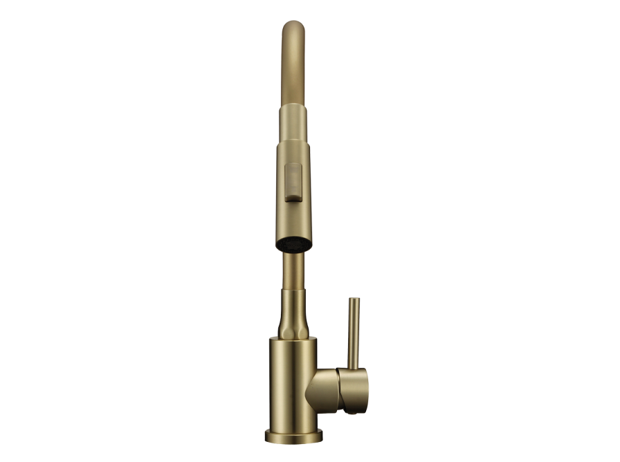 VELIA bateria zlewozmywakowa stojąca z elastyczną 2 - funkcyjną wylewką, złote szczotkowane, Złote szczotkowane - zdjęcie 3