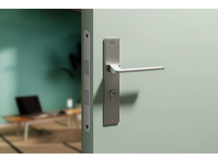 ZAMBIA klamka na szyldzie długim na wkładkę, Satyna mat - zdjęcie 2