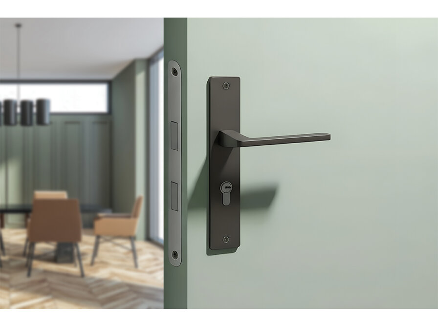 ZAMBIA klamka na szyldzie długim na wkładkę, Grafit - zdjęcie 2