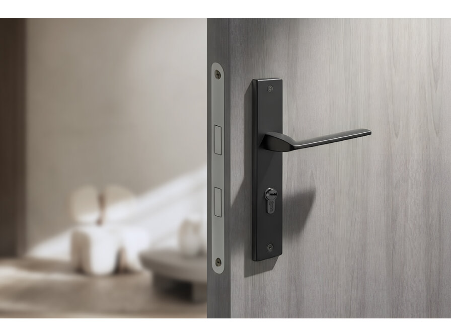 ZAMBIA klamka na szyldzie długim na wkładkę, Czarne - zdjęcie 2