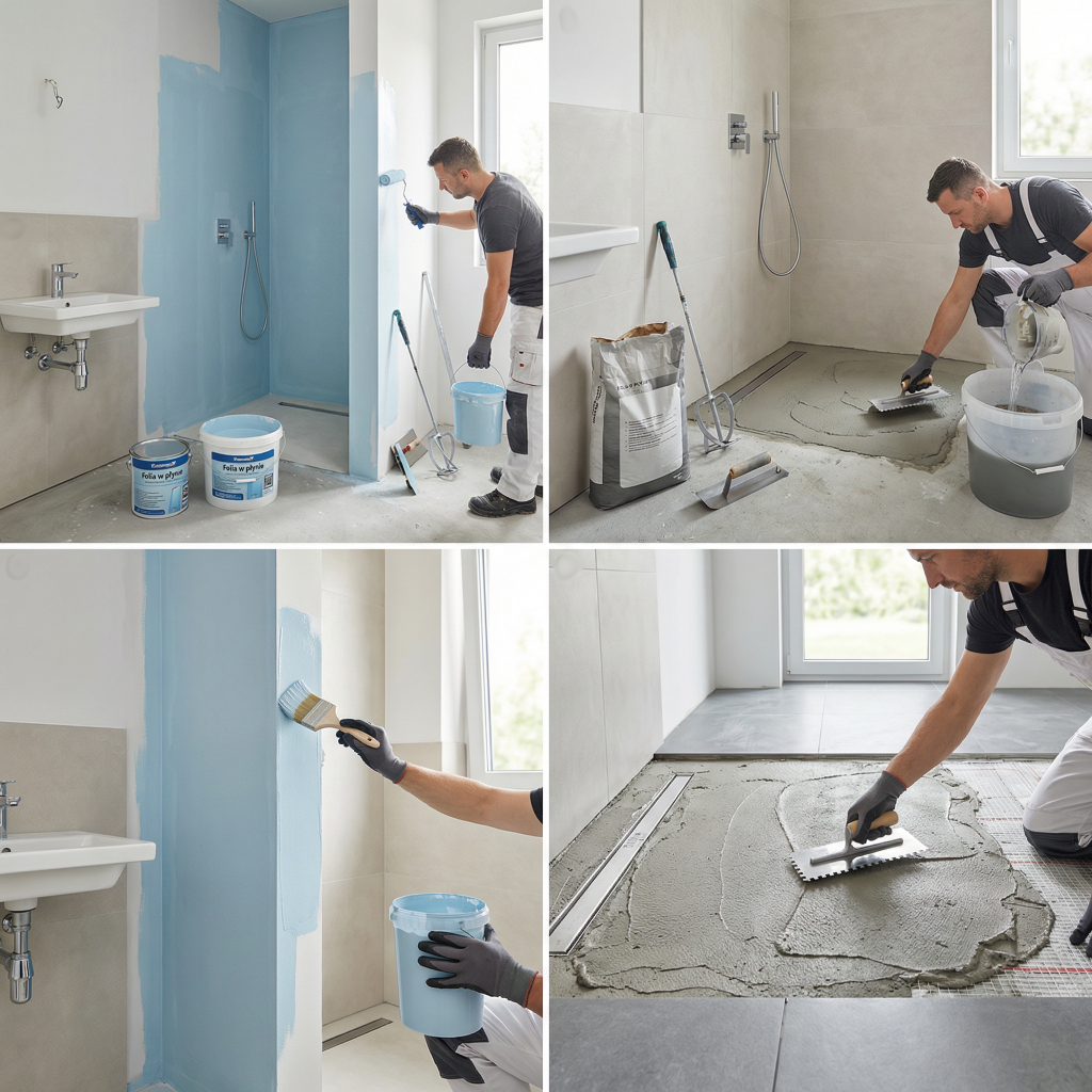 proces izolacji pod wykończenie płytek