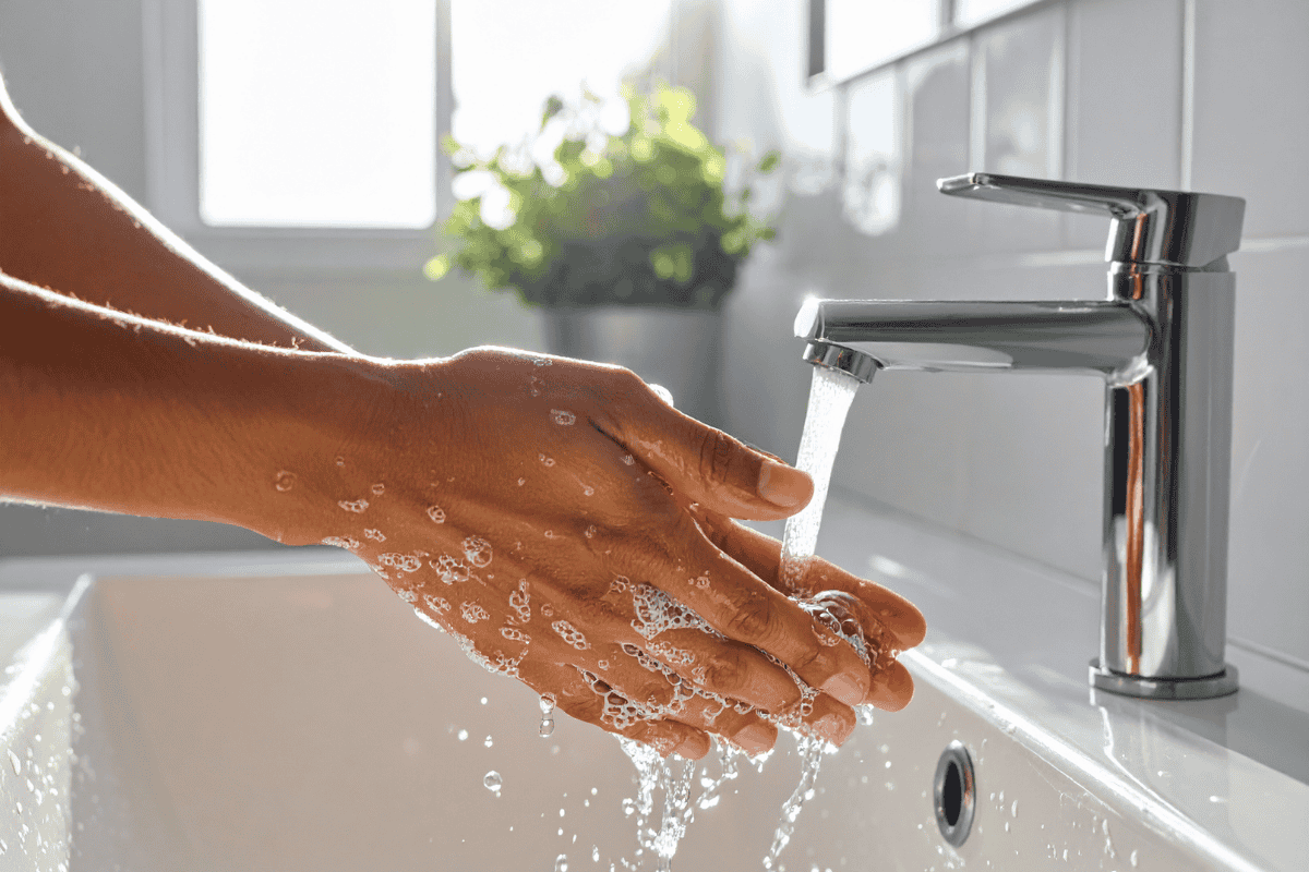 mycie rąk pod wodą 